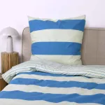 Tom Tailor renforc&eacute; patalynės komplektas 80 x 80 cm + 135 x 200 cm, 100% medvilnė/renforc&eacute; su reversiniu motyvu ir spalvotu užtrauktuku, ry&scaron;kūs dryžiai žalia, mėlyna (žalias leaf & cool mėlynas)