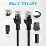 Riieyoca trumpas cat5e ethernet patch kabelis 30 cm, rj45 lan tinklo kabelis be užsikabinimų, skirtas mar&scaron;rutizatoriams, modemams, jungikliams, serveriams (8 skirtingų spalvų pakuotė)