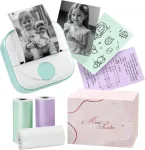 Itari Q02 mini spausdintuvas bluetooth nuotraukų spausdintuvas i&scaron;maniesiems telefonams, terminis spausdintuvas mokymuisi, mokyklinės prekės, etikečių spausdintuvas užra&scaron;ams, dienora&scaron;čiui, atmintinei, nuotraukoms, žurnalui, su 3 popieriaus ritinėliais