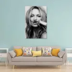 Fvlyrwmqx Kate Moss plakatas, modelis, juodai baltas, vintažinis, kambariui, esteti&scaron;kas drobės sienų menas, miegamojo dekoravimo plakatas 30 x 45 cm