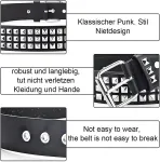 Tomedeks 1 x Y2k diržas su kniedėmis, Y2k diržas su kniedėmis, Y2k diržas moterims ir vyrams, roko pankų piramidės gotikinis odinis diržas su piramidės kniedėmis džinsams (juodas, 105 cm)