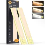 Gritin Led ap&scaron;vietimas po spintele virtuvei su jutikliu, įkraunamas Usb C būdu, tolygiai reguliuojamas naktinis ap&scaron;vietimas spintai su 3 spalvomis ir 5 ry&scaron;kumo lygiais, 2 vnt., kreminės geltonos spalvos