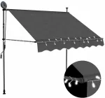 Rankiniu būdu i&scaron;traukiama markizė su LED, antracito, 150cm