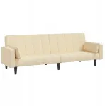 Fotelis Dvivietė sofa su 2 pagalvėlėmis, kreminė, apmu&scaron;ta