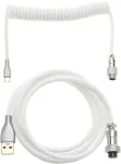 Be In Your Mind pintas mechaninės klaviatūros kabelis, usb-a, usb-c kabelis žaidimų klaviatūrai, dvigubo apvalkalo spiralinis klaviatūros kabelis su nuimamu aviatoriaus usb-c į usb-a, baltas