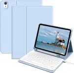 Aoub klaviatūros dėklas, skirtas ipad 11-os kartos 2025 11 colių a16 / 10-os kartos 2022 10,9 colio, klaviatūra su dėklu, skirta ipad 11-os/10-os kartos, qwertz i&scaron;dėstymas, mėlyna