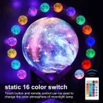 Mėnulio lempa 15 cm 3d mėnulio &scaron;viesa 16 spalvų su mediniu stovu nuotolinio valdymo/jutikliniu valdymu Usb įkrovimo naktinė lemputė, dovanos moterims mergaitėms berniukams kambario dekorui