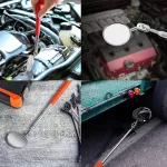 Syxls 2 automobilių apžiūros veidrodėlių rinkinys, 50 mm ne&scaron;iojamas teleskopinis apžiūros veidrodis, sulankstomas i&scaron;traukiamas apvalus teleskopinis veidrodis, universalus automobilio remonto apžiūros veidrodis