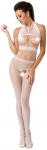 Passion Woman Passion BS048 Baltas Bodystocking One Size - Elegant Lace Mesh Design
