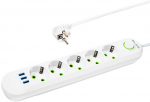 Blow PS-550 5 lizdų 3xUSB tinklo ilgintuvas 5m baltas 2x1mm