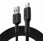 Green Cell Žalias Cell GC PowerStream USB Male - Lightning Male Fast Charging 2m Juodas