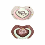 CANPOL BABIES simetrinis silikoninis čiulptukas SLEEPY KOALA, 18m+, pink, 2vnt., 22/660_pin