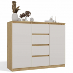 Top E Shop CHEST OF DRAWERS WITH 2 DOORS AND 4 DRAWERS, ARTISAN OAK/CASHMERE COLOUR