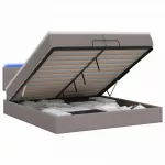 Otmana lova su matracsu ir LED Taupe 200 x 200 cm Audinys