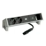 Maitinimo juosta Bachmann DESK2 2x apsauginė jungtis USB-C, USB įkroviklis 30 W, 1xABD 0,2 m GST18 INOX