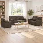 Sofa Sofos komplektas 3 vnt. Pilka Dirbtinė oda