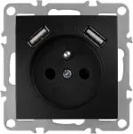 Toolight Viengubas Lizdas Su Įžeminimu + 2x Usb-a Oste Jnh003-g Juodas