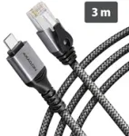 AXAGON ADE-CM30 USB-C 5 Gbps &ndash; Gigabit Ethernet adapteris su integruotu CAT6 RJ-45 tinklo kabeliu (3 m), Asix AX88179B
