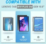 Rudos spalvos dėklas Lenovo Tab M10 Plus 3rd Gen 10.6 colių 2022 plan&scaron;etiniam kompiuteriui Tb125fu / Tb128fu, Pu odos apsauginis knygos tipo dėklas su stovo funkcija ir dokumentų skyreliais, skirtas Lenovo M10 Plus (3rd Generation) 10.6"