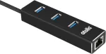 Atolla Usb 3.0 &scaron;akotuvas, 3 prievadai, aliumininis, su Rj45 adapteriu, Usb, gigabitinis, eternetas, 1000 Mbps, tinklo prievadas, suderinamas su Windows, Mac Os, Chrome, Linux, Wii U (juodas)