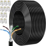 Lan kabelis Cat 6, 50 metrų, Ftp, juodas