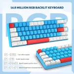 Yindiao T8 60% žaidimų klaviatūra, 68 klavi&scaron;ai, kompakti&scaron;ka, laidinė, mechaninė mini klaviatūra su 18 Chroma Rgb ap&scaron;vietimu, raudoni jungikliai, Usb-c spiralinis klaviatūros kabelis, skirta Pc, Mac, &scaron;viesiai pilka