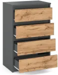 Komoda su 4 stalčiais pilka ąžuolo wotan spalva 60 cm moderni auk&scaron;ta spintelė loft