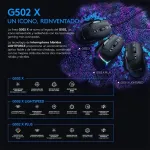 Kilimėlis Logitech G 502 x Lightspeed belaidė žaidimų pelė - optinė pelė su optiniais mechaniniais Lightforce hibridiniais jungikliais, Hero 25k žaidimų jutiklis, suderinama su Pc - Macos/windows - juoda
