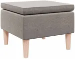Taburetė su medinėmis kojomis, taupe spalvos, audinys
