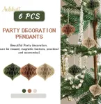 Aobkiat vestuvių dekoracijos, 6 mini popierinių pakabinamų ornamentų rinkinys su blizgučiais, žalias popierinis korio dekoravimas gimtadieniui, kūdikio sutiktuvių &scaron;ventei, nuotakai, vakarėliui, namų dekoravimui