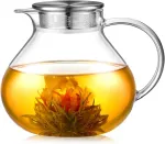 Virdulys Ecooe 1400 ml paprastas stiklinis arbatinukas su 18/8 sidabro nerūdijančio plieno 2 viename arbatos sietelio dangteliu, borosilikatinio stiklo arbatos virimo aparatas, tinkamas &scaron;altiems ir kar&scaron;tiems gėrimams, atviros ugnies viryklės arbatos  ...