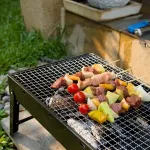Sulankstomas turistinis ne&scaron;iojamas anglinis grilis bbq didelis laužavietė