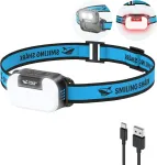 Smiling Shark Td-0151 Led galvos žibintas, Usb galvos žibintas, įkraunamas atverčiamas dizainas su balta, &scaron;ilta ir raudona prožektoriaus ir fokusavimo &scaron;viesa, atsparus vandeniui, lengvas bėgimui, žvejybai, bėgiojimui