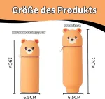Yuepaikre kawaii pie&scaron;tukinė 2 in 1 mink&scaron;tas silikoninis užtrauktuku užsegamas ra&scaron;iklių dėklas spalvoti pie&scaron;tukai klasės biuro namų mokykliniai reikmenys mielas animacinis ra&scaron;iklių laikiklis, baltas, rudasis lokys