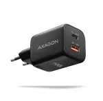 Ne&scaron;iojamojo kompiuterio maitinimo adapteris Axagon GaN kroviklis jungiama į tinklą 100W, USB-A + USB-C, PD3.0/PPS/QC4+/SFC2.0/Apple, juoda (ACU-PQ100)