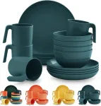 Kyraton plastikinių indų rinkinys, 16 dalių, nedūžtantys ir daugkartinio naudojimo lengvi indai, puodeliai, dubenėliai, lengvai ne&scaron;iojami ir valomi, be Bpa, skirtas 4 asmenims