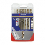Grąžtas Tivoly Metalo grąžtų rinkinys HSS-Co pilnai &scaron;lifuoti Clipster PRO 10vnt &Oslash;1-10mm 5% kobalto