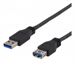DELTACO USB 3.1 Gen1 prailginimo kabelis, USB-A male į USB-A female, 2m, juodas/ USB3-242