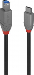 USB Laidas - LINDY Anthra Line USB 3.2 Type C į B Laidas, M/M, 5Gbps, 4.5W, 1 m, Juodas
