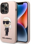 Apple iPhone 14 Pro Max Karl Lagerfeld dėklas silikoninis NFT Ikonik Magsafe (KLHMP14XSNIKBCP) rožinės spalvos