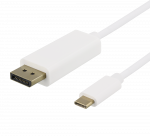 USB-C - DisplayPort kabelis DELTACO 4K UHD, paauksuotos jungtys, 1m, baltas / USBC-DP101-K / 00140013