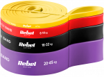Latekso mank&scaron;tos juostų rinkinys - Power Band PLs-2, 4-45 kg, 4 juostos, REBEL ACTIVE