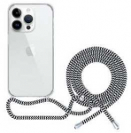 Dėklas EPICO transparent cover with lanyard for iPhone 14 Pro Max - juodas and baltas