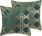 Shumee Beliani Rinkinys 2 pagalvėlės CASSIA 45 x 45 cm tamsiai žalias geometrinis ra&scaron;tas