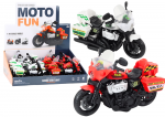 Lean Toys Policijos motociklas 1:10 &Scaron;viesos skamba baltai raudonai