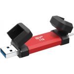 Kietasis diskas Silicon Power DS72 USB atmintinė 1 TB USB A tipo / C tipo 3.2 Gen 2 (3.1 Gen 2) Raudona
