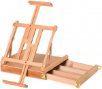"Vinsetto" studijinis molbertas i&scaron; buko medienos, reguliuojamo kampo, sulankstomas, su stalčiumi, natūralus, 42x36x12,5 cm