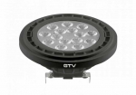 GTV G53 AR111 LED lemputė 12,5 W 1100 lm 3000 K DC12V 40&deg; juoda LD-AR111WW13W40-10