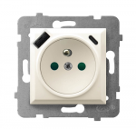 Ospel GP-1UZPUSBAC/m/27 ARIA Viengubas lizdas su įžeminimu ir srovės kelio skląsčiais, su USB įkrovikliu A+C, ekru GP-1UZPUSBAC/m/27