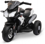 HOMCOM Elektrinis vaiki&scaron;kas motociklas, &scaron;viesos ir garsai, 3 km/h, įkraunamas, plastikas ir metalas, juoda/balta